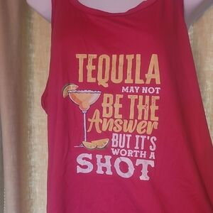 Graphic Tequila Tank Top in Red with Yellow Print
